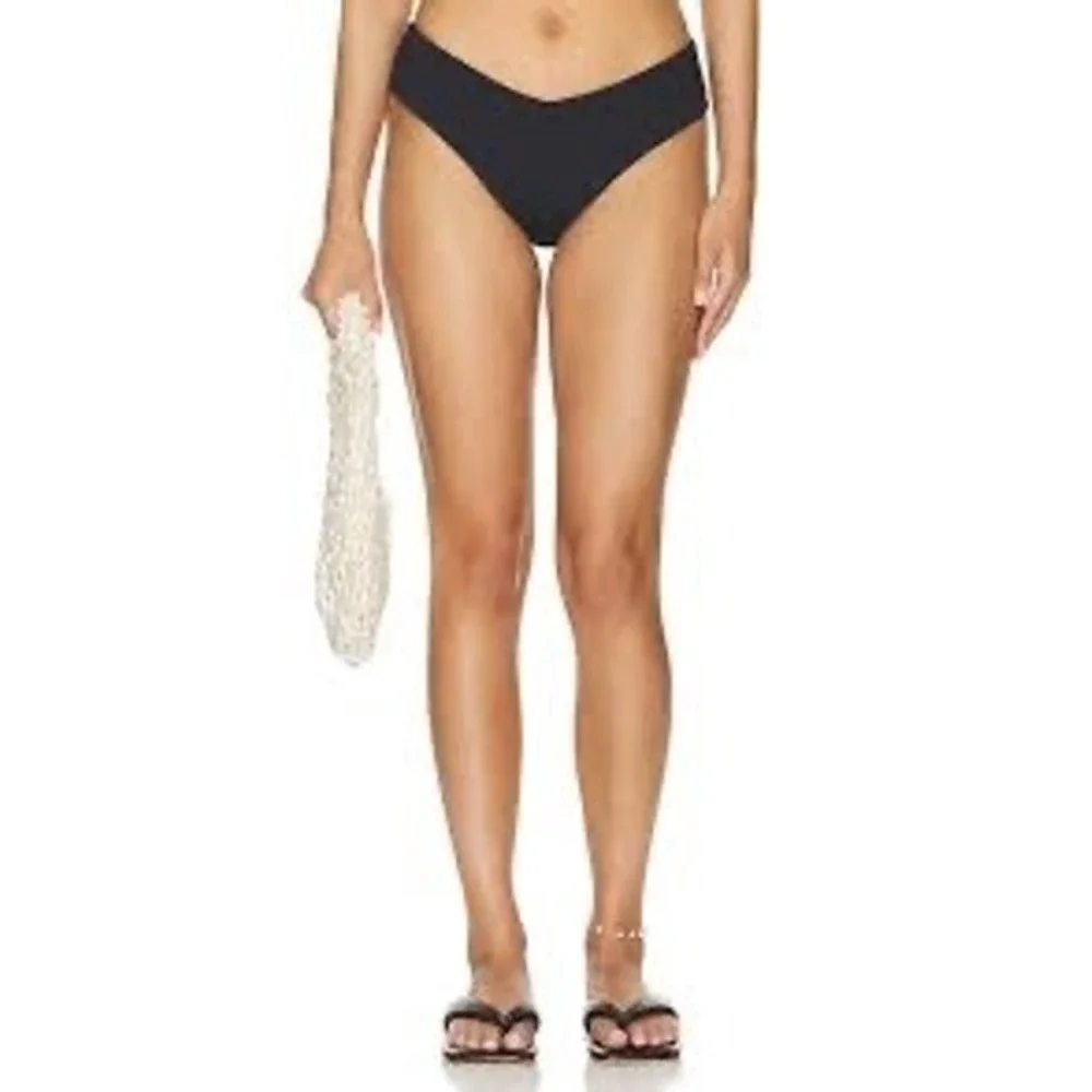 L*Space Ella Bottom Tanga Black V-Front Bikini Swimwear LSEAG24 XL NEW